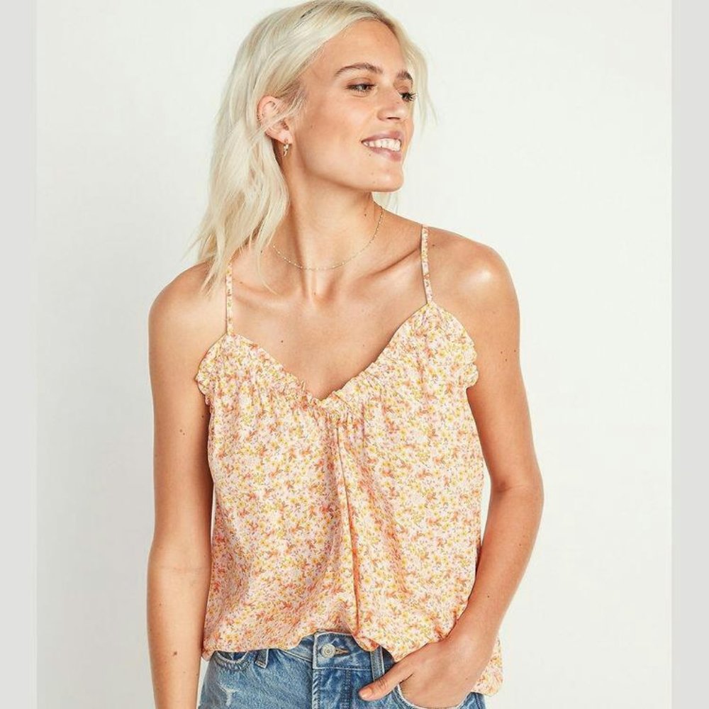 NWT Old Navy Orange Floral Swing Tank Cami